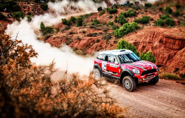 Красный, Mini, Пыль, Спорт, Скорость, Гонка, Rally, Внедорожник