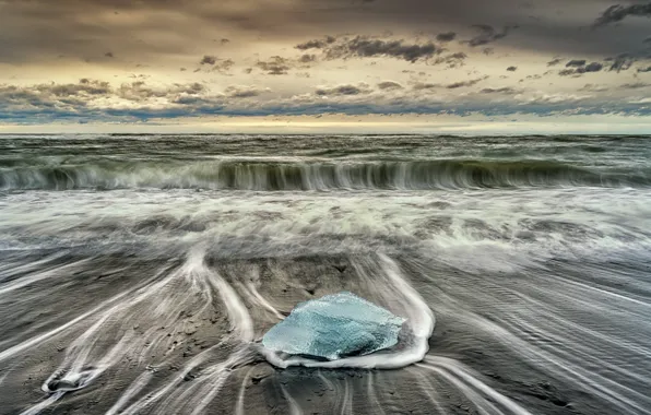 Картинка лед, море, берег, природа