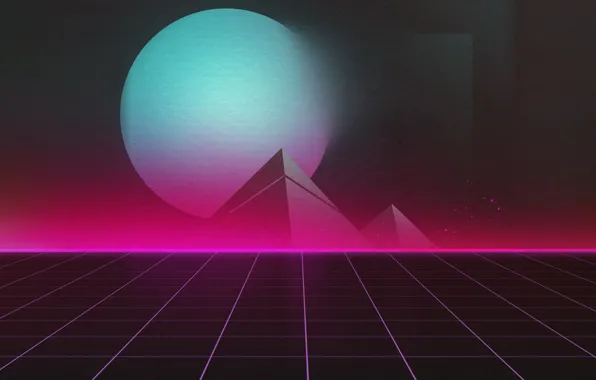 Музыка, Планета, Пирамиды, Фон, 80s, Neon, 80's, Synth