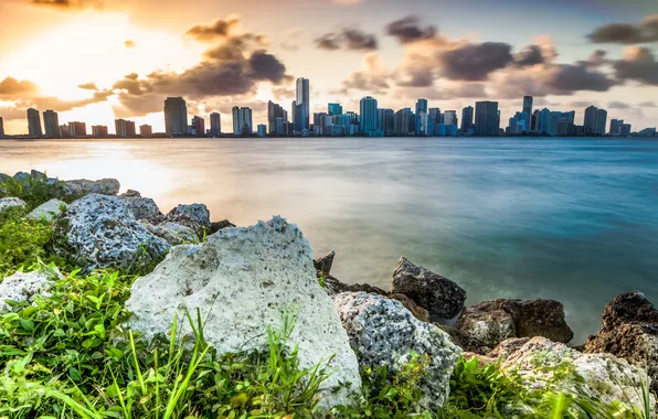 Картинка небо, трава, облака, камни, Майами, Флорида, Miami, florida