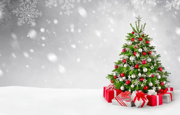 Снег, елка, Новый Год, Рождество, Christmas, winter, snow, tree