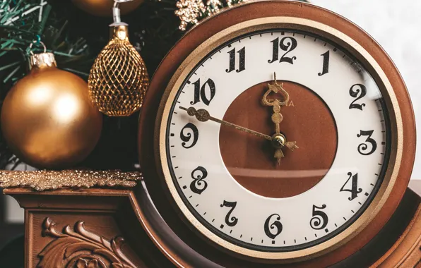 Картинка украшения, часы, шар, шарик, Рождество, Новый год