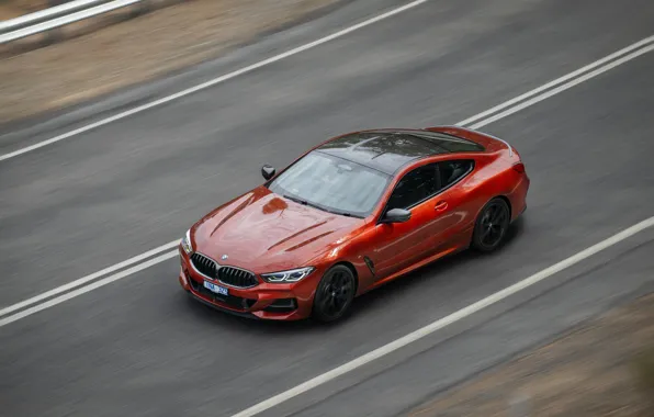 Движение, купе, скорость, BMW, 2018, 8-Series, 2019, тёмно-оранжевый