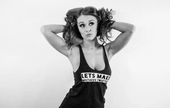 Girl, woman, model, hair, black and white, female, Leanna Decker, b/w
