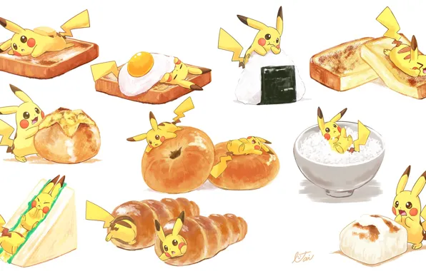 Еда, арт, пикачу, pokemon, pikachu