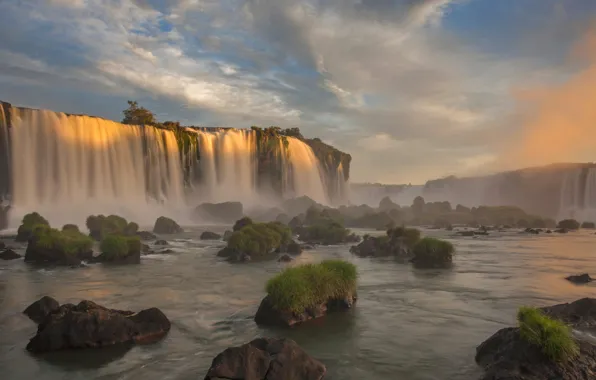 Река, водопад, Бразилия, Парана, Национальный парк Игуасу