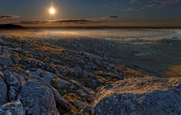 Картинка солнце, долина, камней