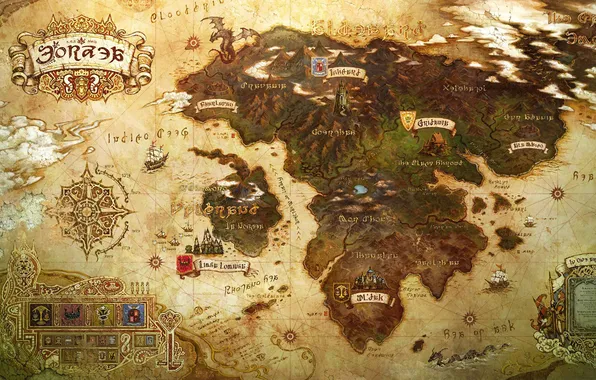 Надписи, мир, карта, материк, Final Fantasy XIV