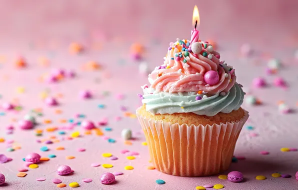 Colorful, happy, cake, свечка, celebration, birthday, candle, День рождения