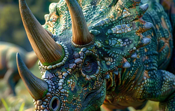 Морда, Динозавр, Рога, Triceratops, Животное, Цифровое искусство, Трицератопс, Древние животные