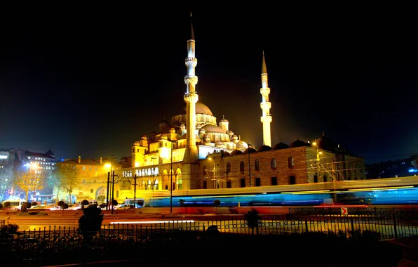 Ночь, выдержка, Стамбул, Турция, night, Istanbul, exposure, новая мечеть