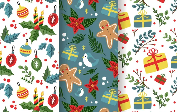 Фон, игрушки, текстура, подарки, christmas, pattern, collection