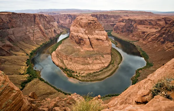 Картинка река, скалы, каньон, сша, колорадо, меандр
