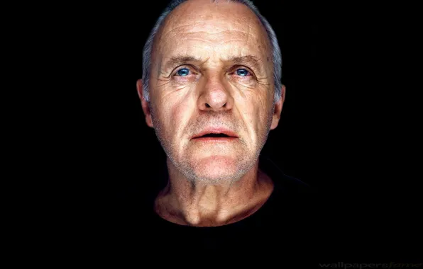 Картинка глаза, лицо, мужчина, актёр, чёрный фон, Энтони Хопкинс, Anthony Hopkins
