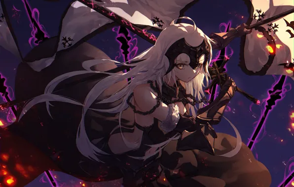 Картинка взгляд, девушка, ночь, Fate / Grand Order, Судьба великая кампания
