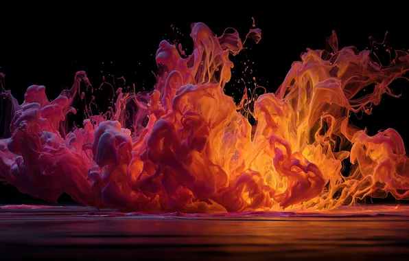 Картинка colorful, smoke, splashes, orange, paint