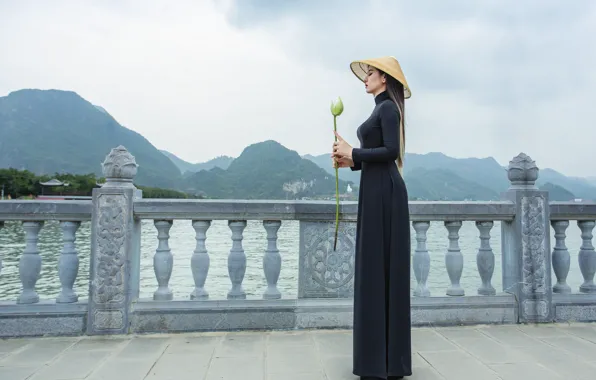 Model, Flower, Landscape, Bridge, Girls, Woman, Mountains, Portrait
