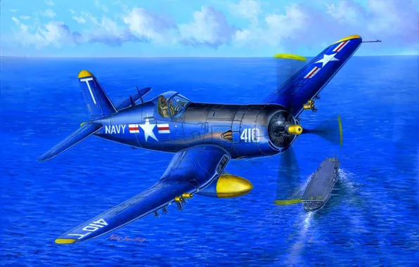 США, Авианосец, F4U Corsair, Палубный истребитель, VF-14, F4U-5 Corsair, Радиальный двигатель R-2800-32W