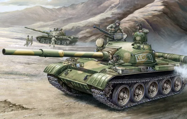 Рисунок, арт, советский средний танк, Т-62, объект 166