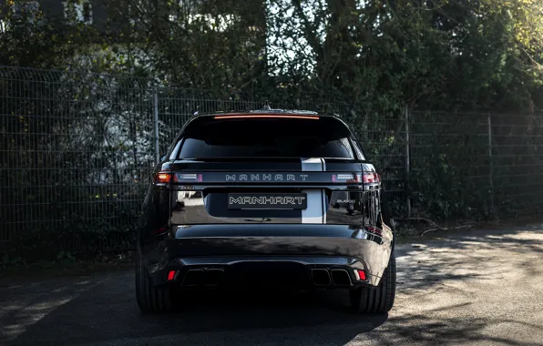 Картинка чёрный, Land Rover, Range Rover, вид сзади, SUV, Manhart, 2020, Velar