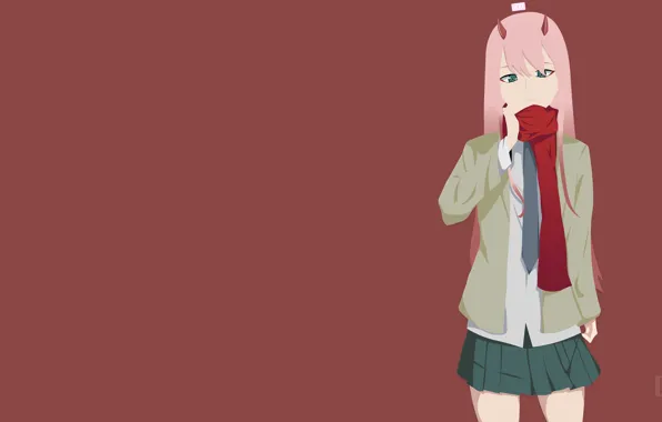 Девушка, минимализм, Minimalist, Darling In The Frankxx, Милый во Франксе, Zero Two