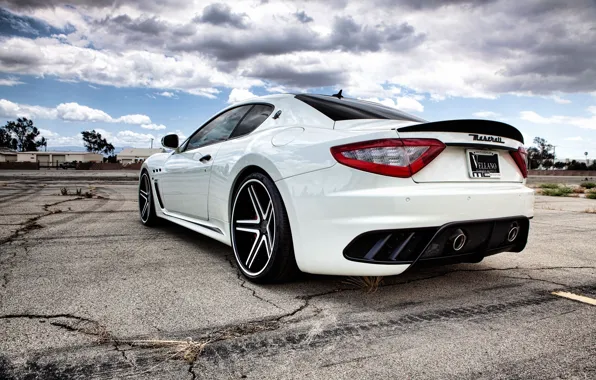 Белый, отражение, Maserati, white, вид сзади, GranTurismo, мазерати, MC Stradale