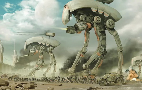Картинка война, атака, дроиды