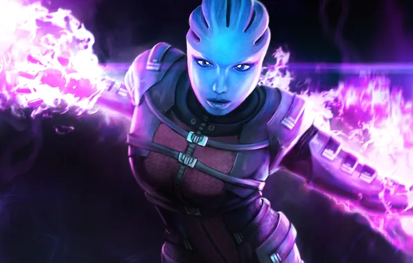 Картинка арт, Mass Effect, Азари, биотик, Asari Vanguard