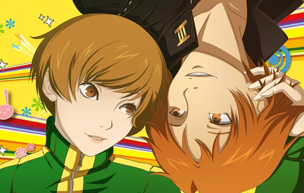 Девушка, игра, аниме, арт, пара, парень, Persona 4, персона