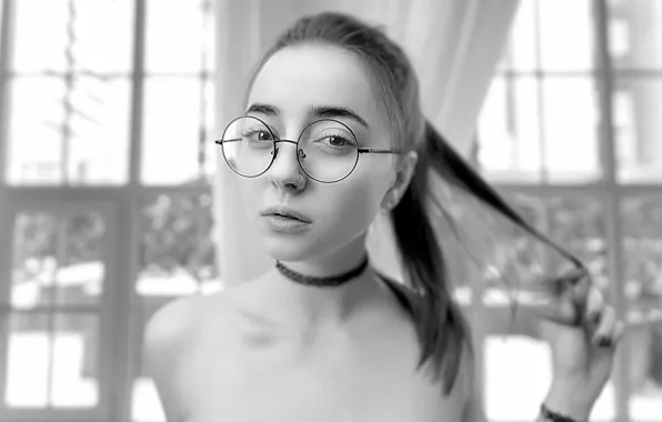 Очки, прелесть, Степан Гладков, чб фотопортрет