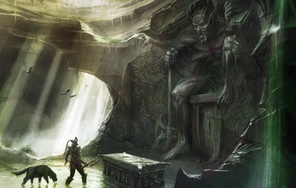 Картинка воин, пещера, skyrim, скайрим, гробница, The Elder Scrolls
