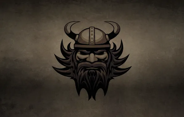 Темный фон, голова, рога, шлем, борода, викинг, VIKING, галл