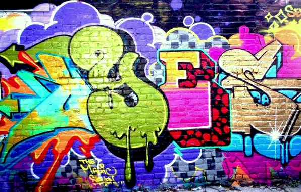 Картинка стена, графити, yes