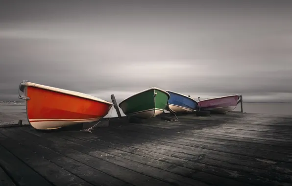 Картинка берег, цвет, лодки