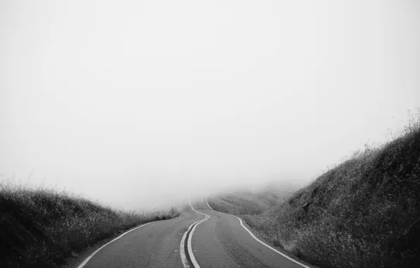 Картинка дорога, трасса, черно-белое