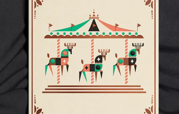 Карусель, олени, оформление, илюстрация, Lagoon 2019 Holiday Card