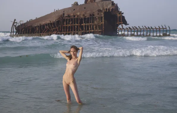 Waves, sexy, wet, ocean, pussy, nipples, boobs, water