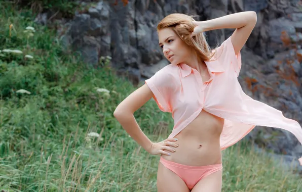Model, Redhead, Pose, Outside, Pink Panties, Tatiana Georgieva, Don't Cha Wish