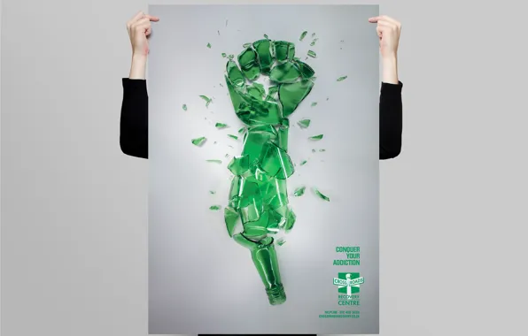 Ноги, бутылка, руки, плакат, Victory Over Alcoholism Poster