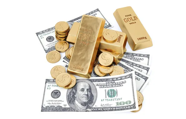 Монеты, Деньги, Золото, Доллары