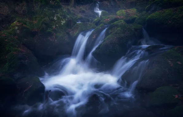 Камни, берег, водопад, поток
