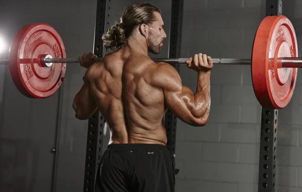 Поза, спина, muscle, мышцы, штанга, бодибилдинг, тренажерный зал, gym