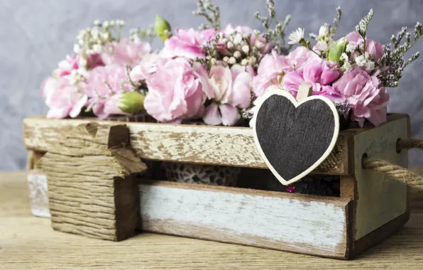 Любовь, цветы, сердце, лепестки, love, розовые, vintage, heart