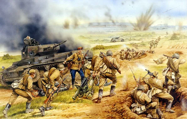 Картинка армия, арт, Операция, солдаты, ВОВ, WW2., через, корпуса