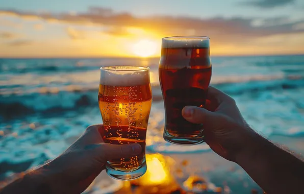Beer, friends, celebrate, toasting