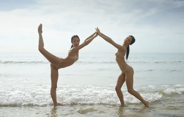 Beach, ocean, pussy, nude, naked, slender, outdoor, flexible