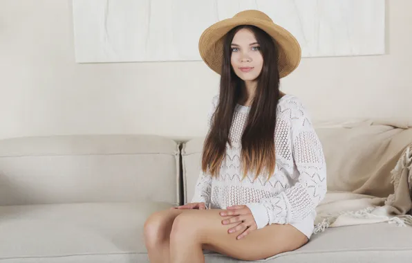 Long hair, hat, model, brunette, gorgeous, photoshoot, posing, beautiful face