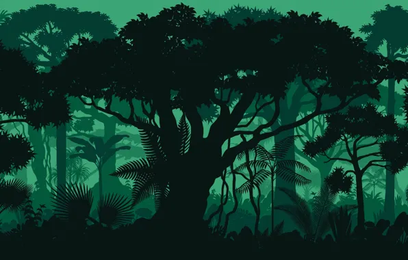 Картинка Лес, Фон, Джунгли, Jungle, Background, Forest