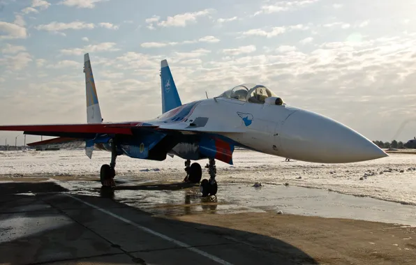 Картинка самолет, истребитель, Су-27, Русские витязи