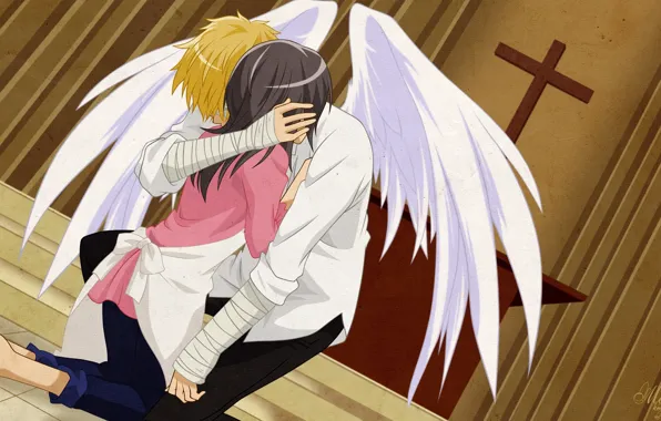 Девушка, арт, объятия, пара, Kaichou wa Maid-sama!, ангнел
